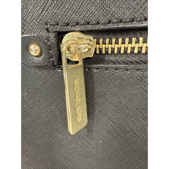 Michael Kors Hailee Leather Satchel Crossbody Bag Black Gold Purse NO STRAP - Picture 9 of 10